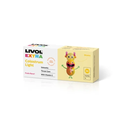 LIVOL EXTRA Colostrum Light, vaisių sk., 20 past. -  