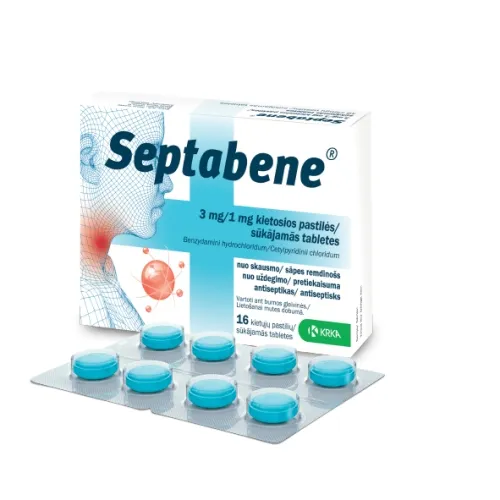 Septabene eukaliptų skonio pastilės N16