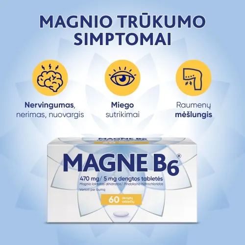 Magne B6 tab.470mg+5mg dengt. tabletės N60 -  2