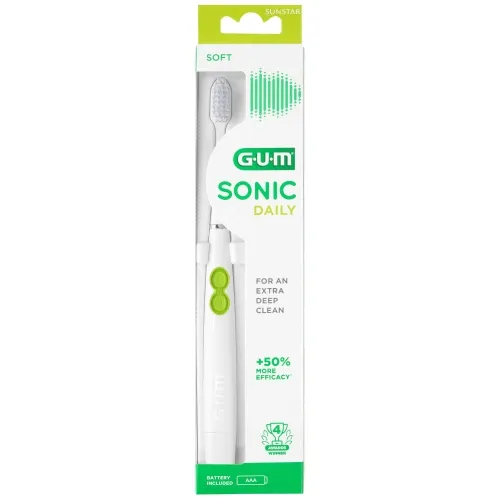 G.U.M. SONIC DAILY dantų šepetėlis baltas (su baterija) N1 -  