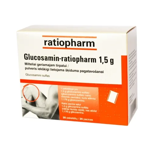 Product image of Glucosamin-ratiopharm 1.5g milteliai geriamam tirpalui N20