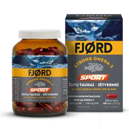 FJØRD STRONG OMEGA-3 SPORT žuvų taukai. N60