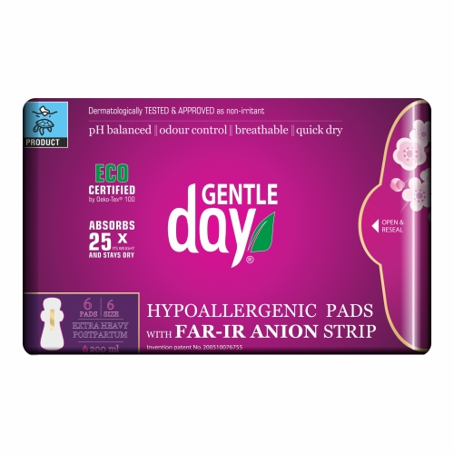 Gentle Day ekologiški su anijonų juostele Extra Heavy paketai N06