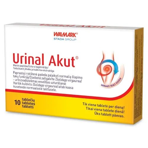 URINAL AKUT (spanguolės ir rykštenė šlapimo sistemai), 10 tablečių