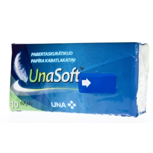 UNASOFT popierinės vienkartinės nosinaitės, 10 vnt. pakelyje -  