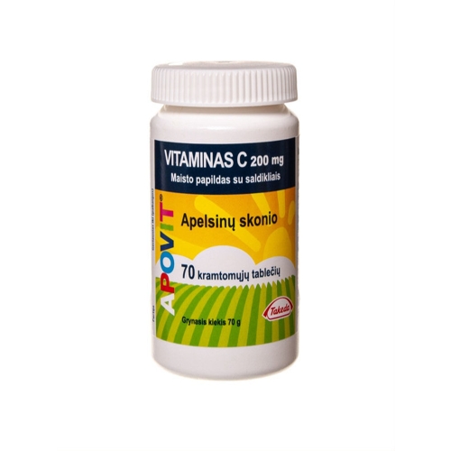 Product image of APOVIT vitaminas C 200mg kramtomosios tabletės, N70