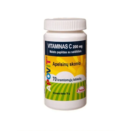 APOVIT vitaminas C 200mg kramtomosios tabletės, N70