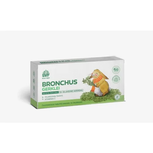 ŠVF čiulpiamos tabletės BRONCHUS VAIKAMS SU ISLANDINE KERPENA, N24