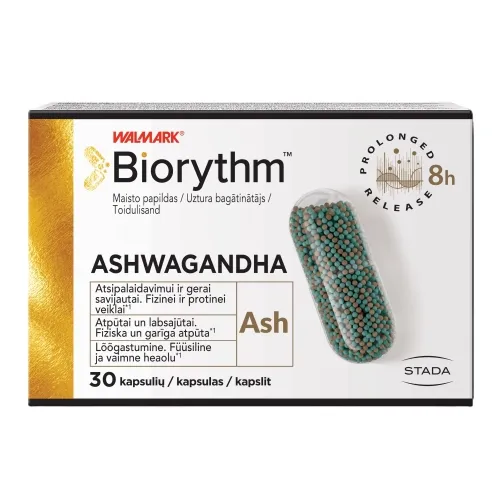 BIORYTHM ASHWAGANDHA (prailginto veikimo ašvaganda), 30 kapsulių