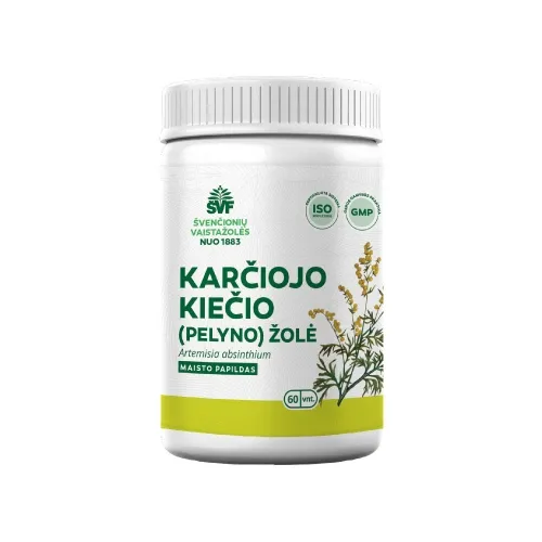 Švenčionių vaistažolės Karčiojo kiečio (Pelyno) žolė kapsulėse, 60 vnt