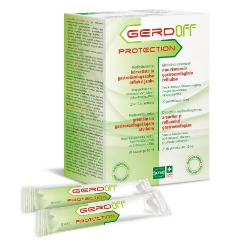 GERDOFF Protection sirupas nuo rėmens, 20 pak.