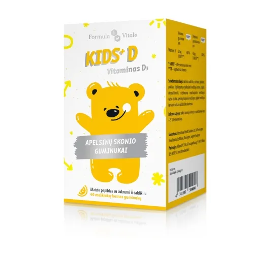 FORMULA VITALE Vitaminas D3 KIDS+ D, guminukai N60