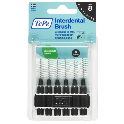 TEPE tarpdančių šepetėliai 1.5mm SIZE 8, juodi, N6