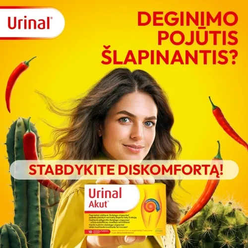 URINAL AKUT (spanguolės ir rykštenė šlapimo sistemai), 10 tablečių -  1