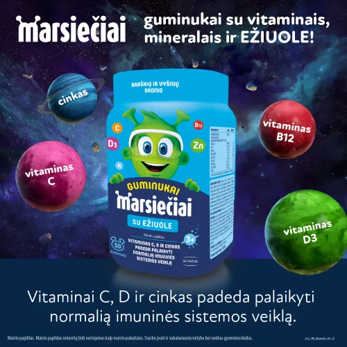 MARSIEČIAI SU EŽIUOLE vaikų imunitetui, 50 guminukų -  1
