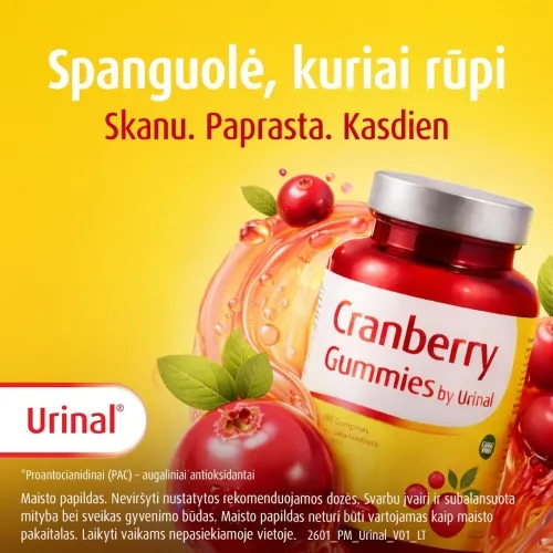 Urinal Cranberry (spanguolės), 60 guminukų -  1