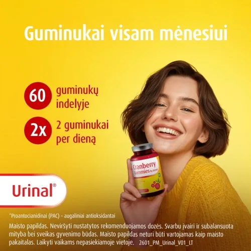 Urinal Cranberry (spanguolės), 60 guminukų -  2