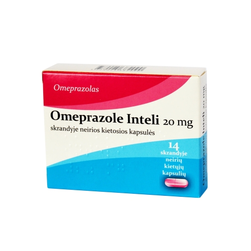 Omeprazole Inteli 20mg skrandyje neirios kietosios kapsulės N14