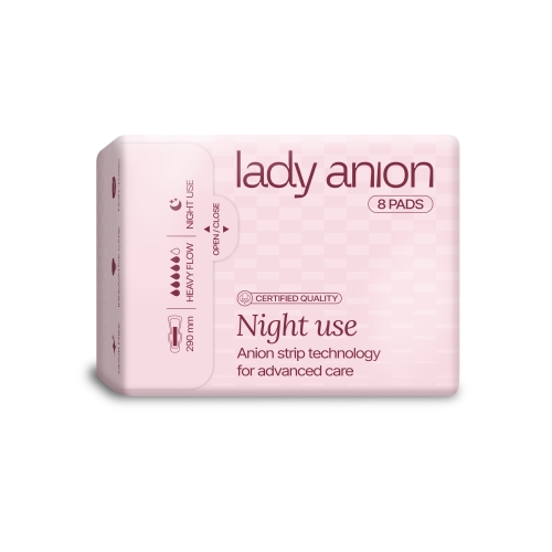 Naktiniai paketai Lady ANION Night Use su anijonine juostele, N8