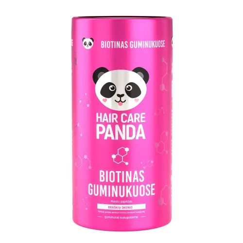 HAIR CARE PANDA Maisto papildas guminukuose BIOTINAS, 60 guminukų