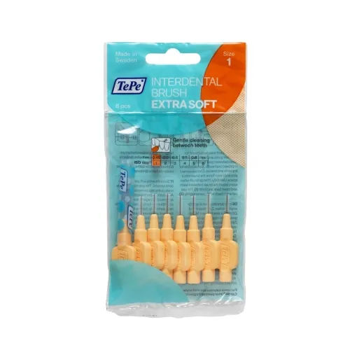 TEPE tarpdančių šepetėliai 0.45mm EXTRA SOFT SIZE 1, oranžiniai, N8