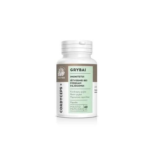 ŠVENČIONIŲ VAISTAŽOLĖS maisto papildas CORDYCEPS+, 60 kaps.