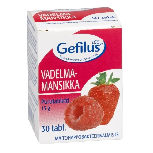 Gefilus kramt. tabletės aviečių-braškių skonio N30 -  