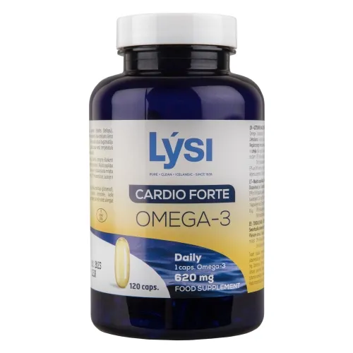 LYSI žuvų taukai OMEGA-3 CARDIO FORTE, 120 kapsulių