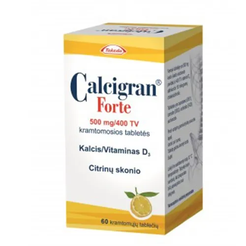 Calcigran Forte 500mg/400TV kramtomosios tabletės N60