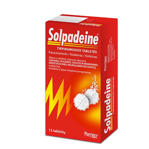Solpadeine 500mg/8mg/30mg tirpinamosios tabletės N12
