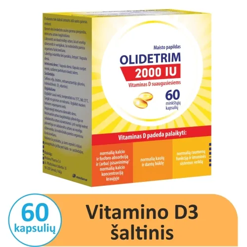 OLIDETRIM VITAMINAS D 2000TV, 60 minkštų kapsulių