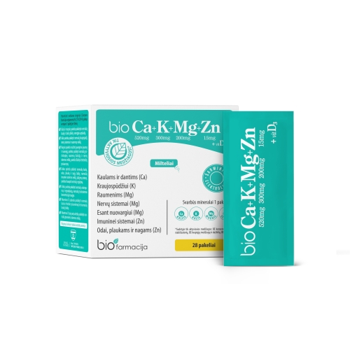 Product image of BIO Ca+K+Mg+Zn su vitaminu D3, milteliai, N28
