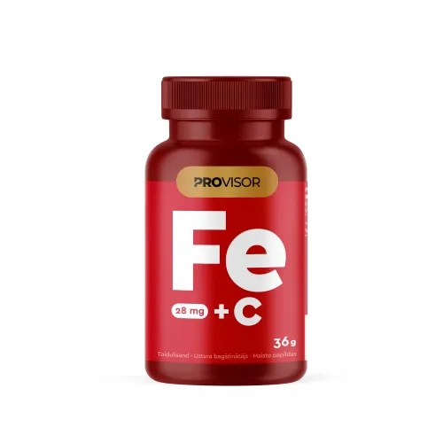 PROVISOR FERRUM 28 MG + VITAMIN C, kapsulės N60