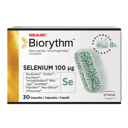 BIORYTHM SELENIUM 100 µg prailginto veikimo selenas, 30 kapsulių