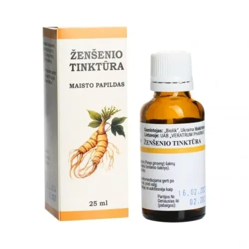 Product image of ŽENŠENIO TINKTŪRA maisto papildas, 25ml