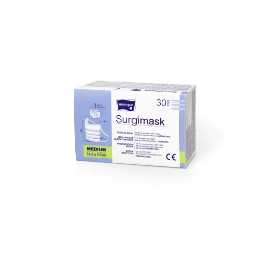 SURGIMASK M kaukės medicininės 3 sl. su elast.juost. nester. N30 -  