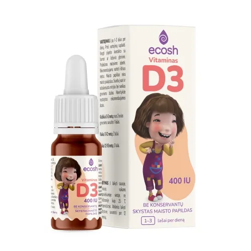 ECOSH KAKĖ MAKĖ Vitaminas D3 su kokosų aliejumi 400IU, 10 ml