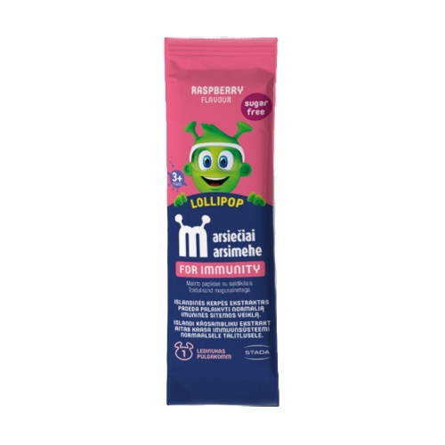 MARSIEČIAI LOLLIPOPS ledinukas imunitetui, aviečių skonio, 10g