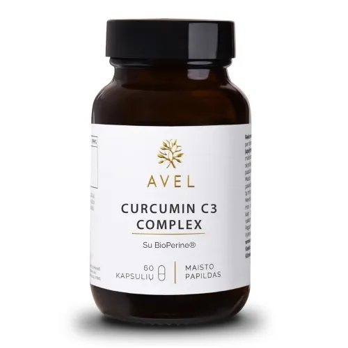 AVEL CURCUMIN C3 COMPLEX, Su BioPerine®, 60 kapsulių