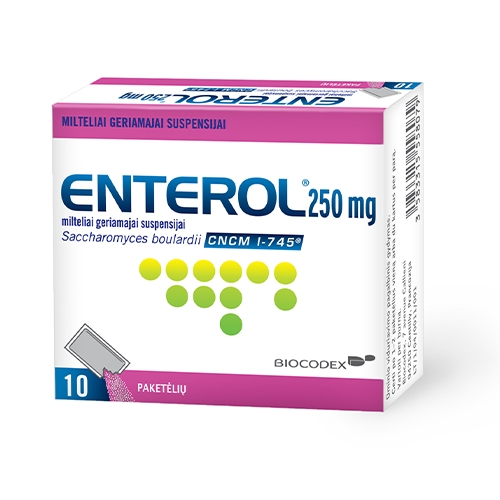 Enterol 250mg milteliai geriamajai suspensijai pakeliuose N10