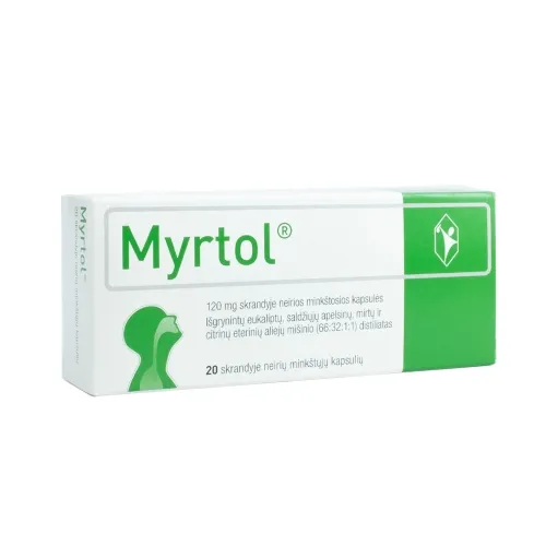Myrtol (Gelomyrtol) 120mg skrandyje neirios kapsulės N20