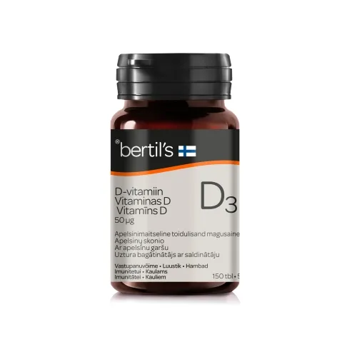 BERTIL'S Vitaminas D3 50µg, 150 kramtomų tablečių