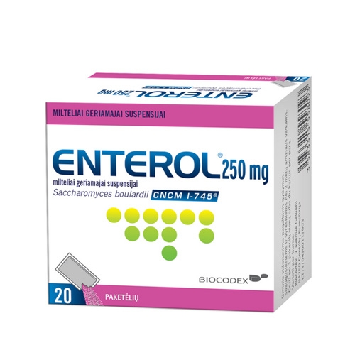 Enterol 250mg milteliai geriamajai suspensijai pakeliuose N20