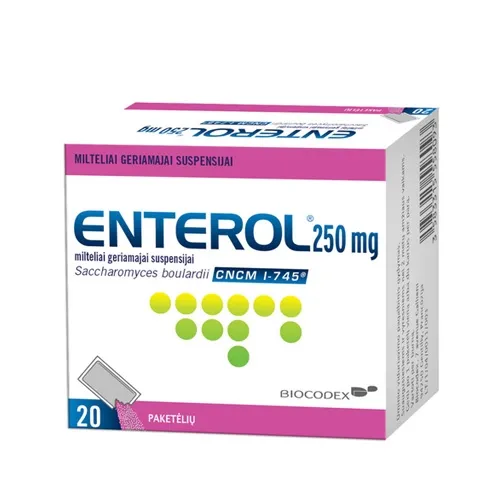 Enterol 250mg milteliai geriamajai suspensijai pakeliuose N20