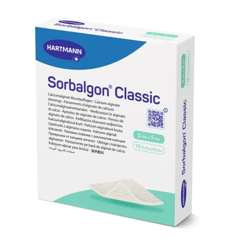 Product image of SORBALGON classic kalcio alginato tvarstis, 5 x 5cm, 10 vnt.