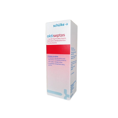 Product image of oktiseptas 1mg/20mg/ml odos tirpalas su purškalo pompa 50ml