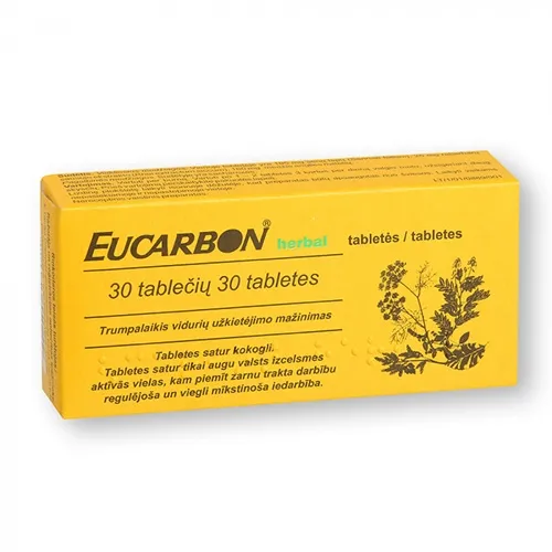 Product image of Eucarbon Herbal 105mg/25mg/180mg tabletės N30