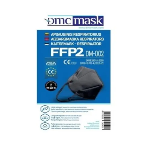 DMC MASK respiratorius FFP2, DM-002 juodos spalvos, N2 -  