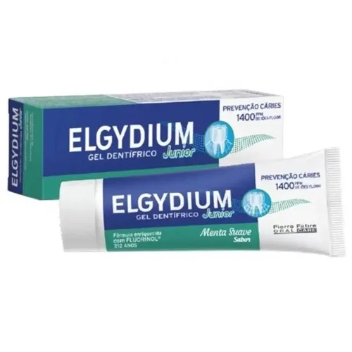 ELGYDIUM dantų pasta gelis JUNIOR Mint, švelnaus mėtų skonio, 7-12 m.