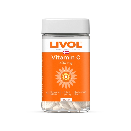 Product image of LIVOL EXTRA Vitaminas C 400 mg, juodųjų serbentų sk., 50 tabl.